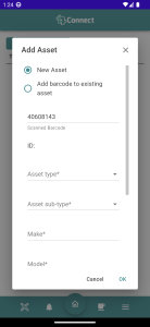 connect mobile - add asset
