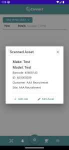 connect mobile - scanned asset