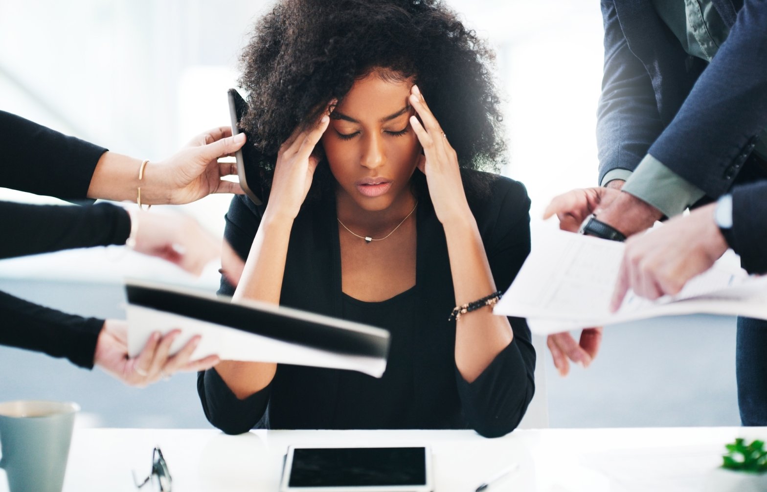 Women stressed, due to having issues with their software system again.