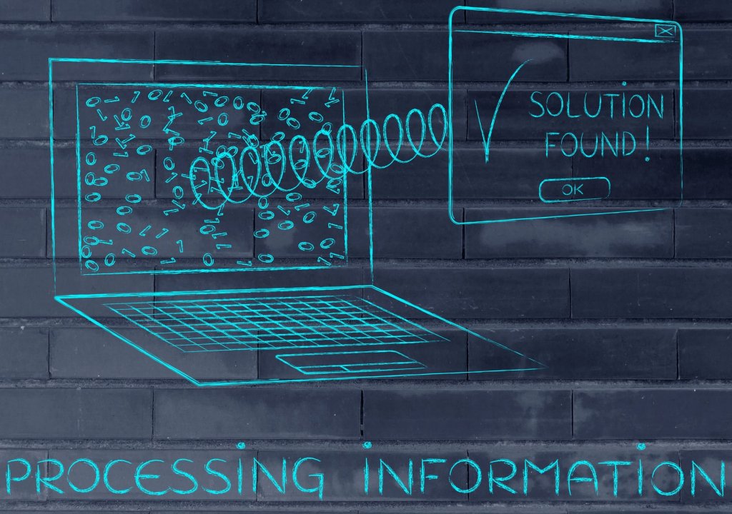 laptop with Solution Found pop-up with spring, processing info
