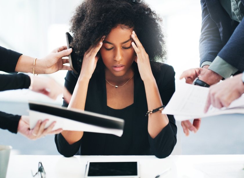 Women stressed, due to having issues with their software system again.